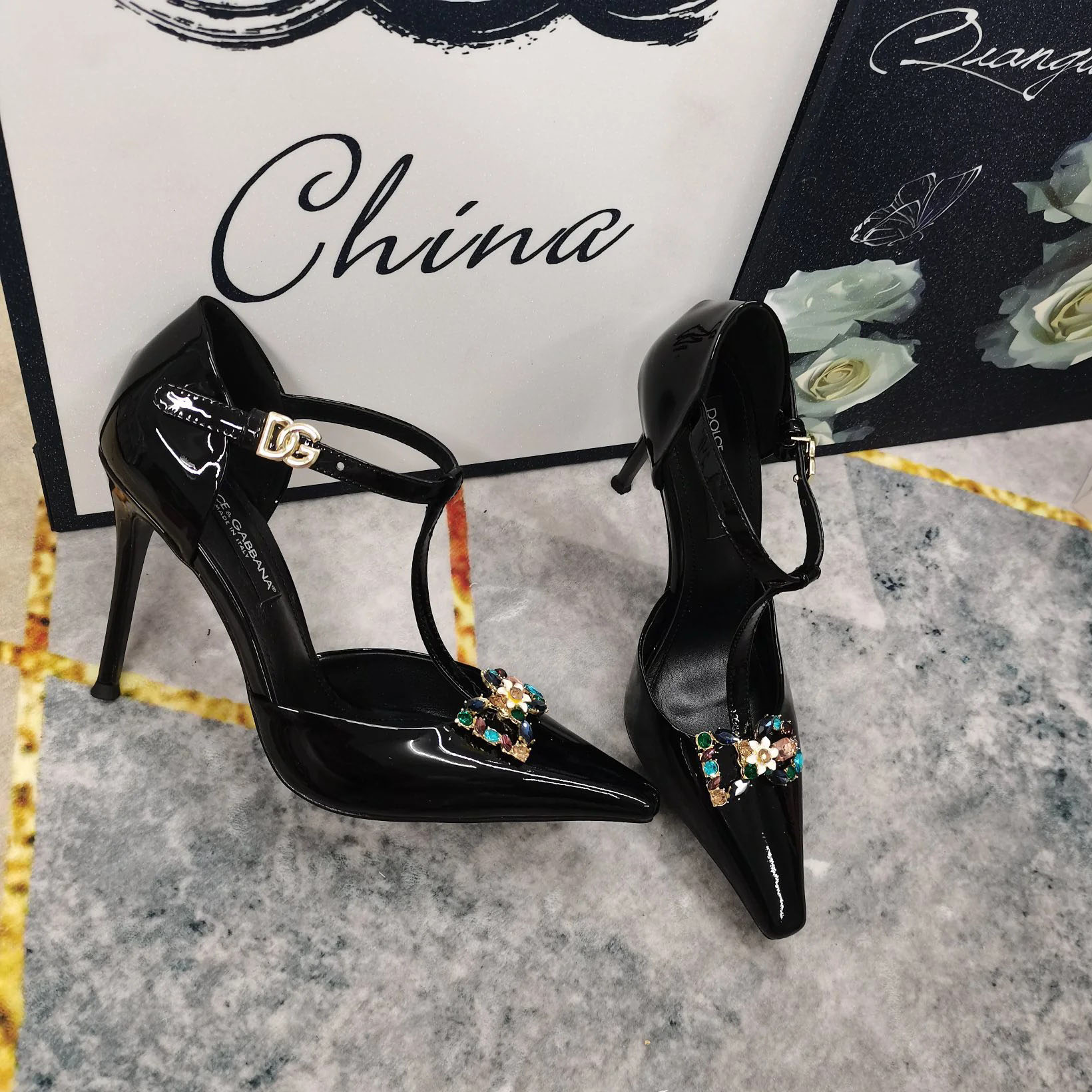 D&G 25New Rhinestone Buckle Stiletto Sandals ST25041522