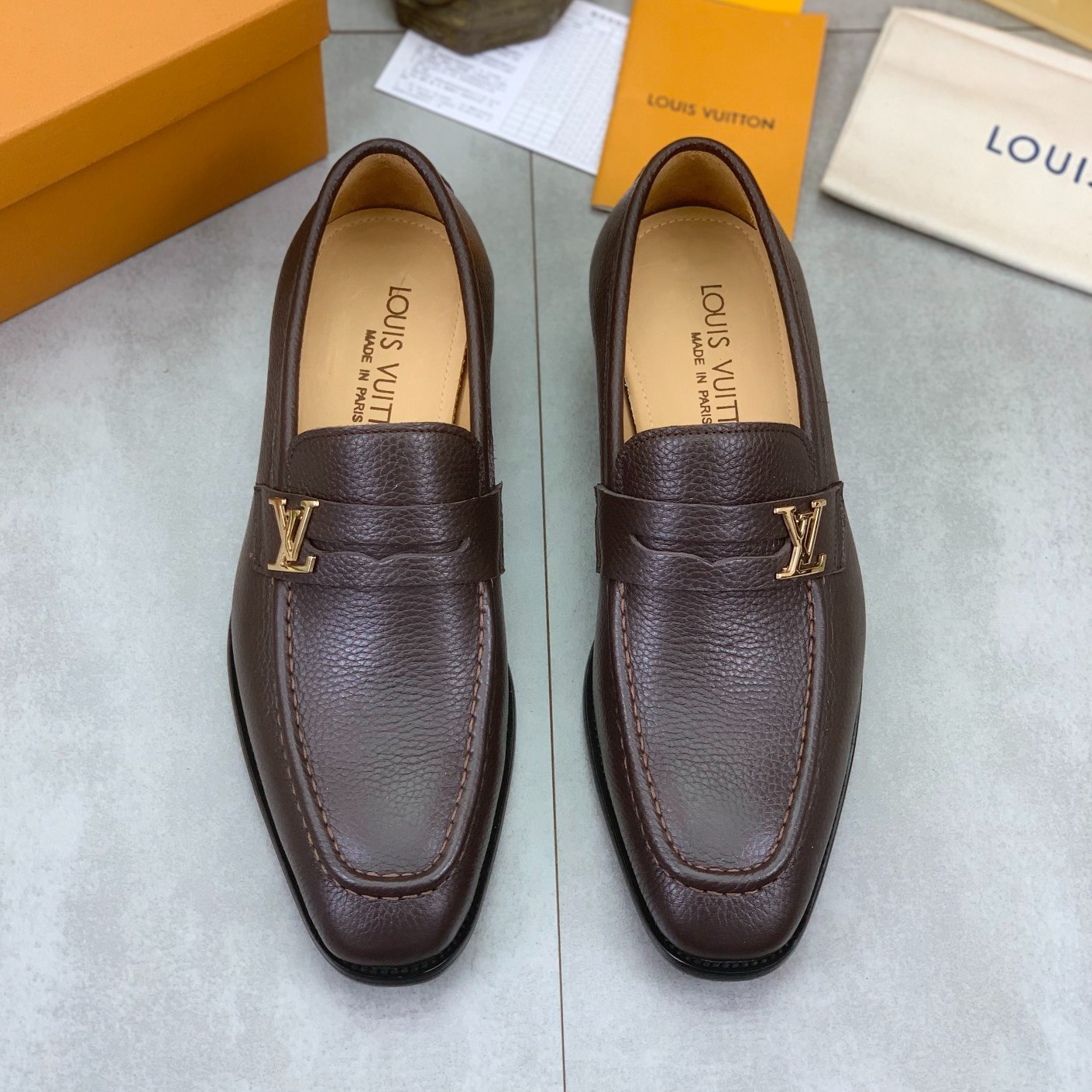 LV Brown Calfskin Leather Shoes TE250313