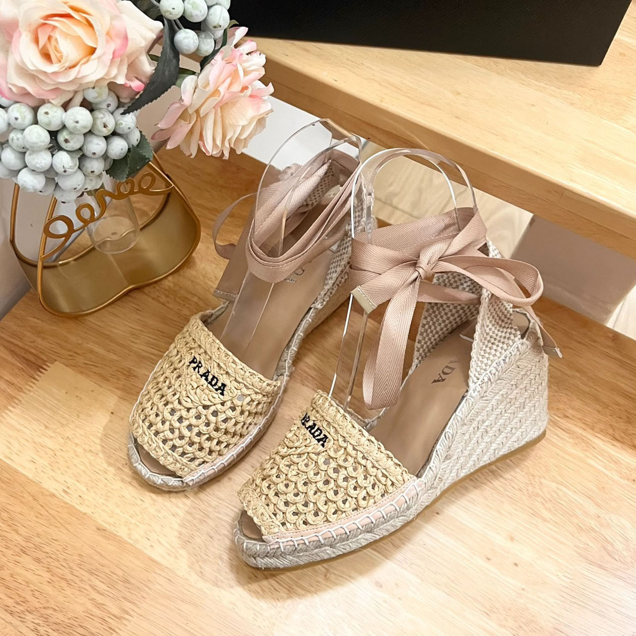 PRA Open-Toe Wedge Espadrille Sandals SGM250204