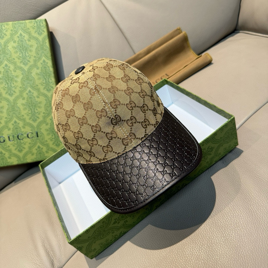 GG Stylish Cowhide Patchwork Baseball Cap TE250460