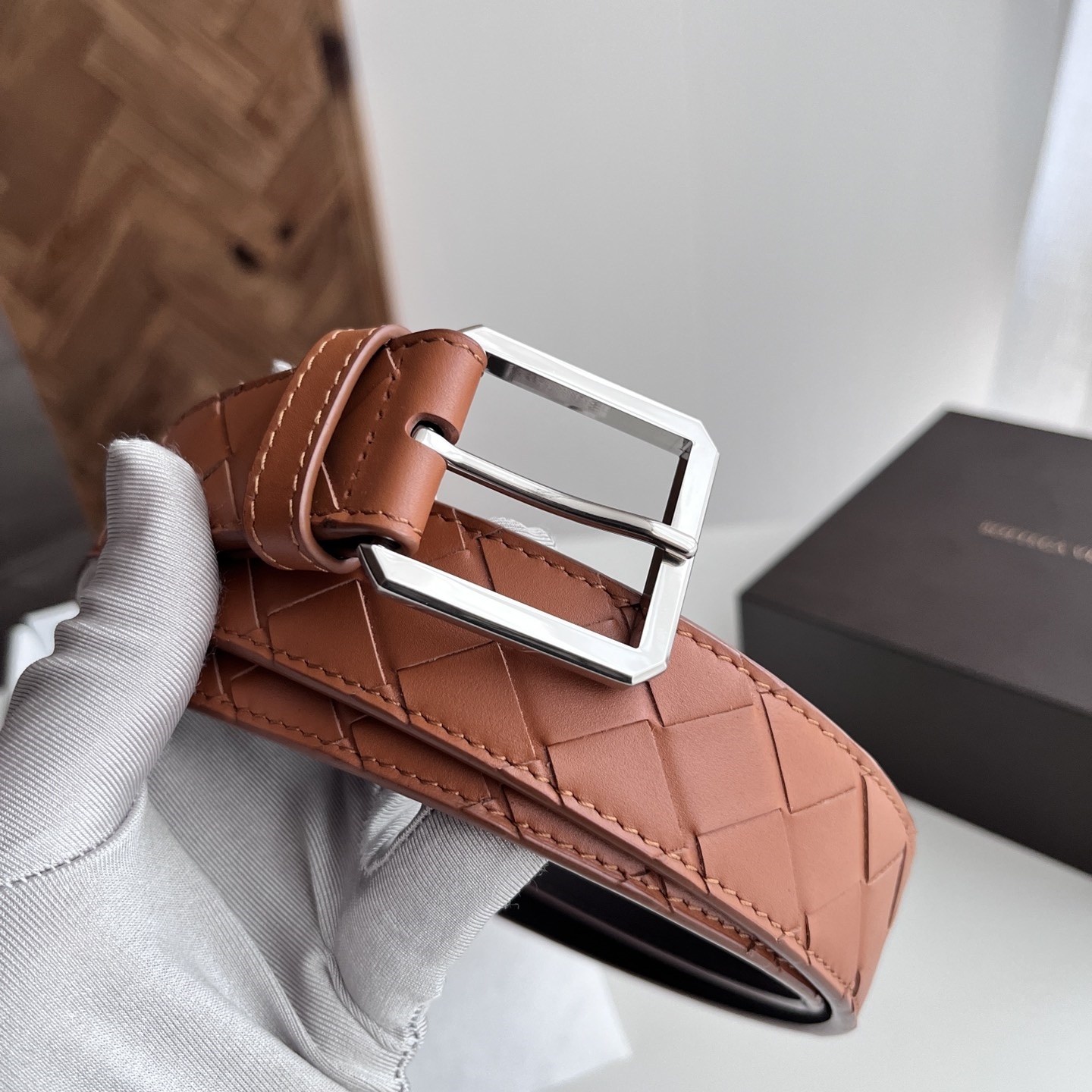 BV New men's hand-woven calfskin Belt YV24052607