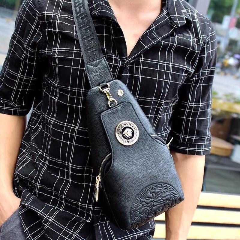 Vs Men's Fashionable Versatile Cowhide Chest Bag TE250408