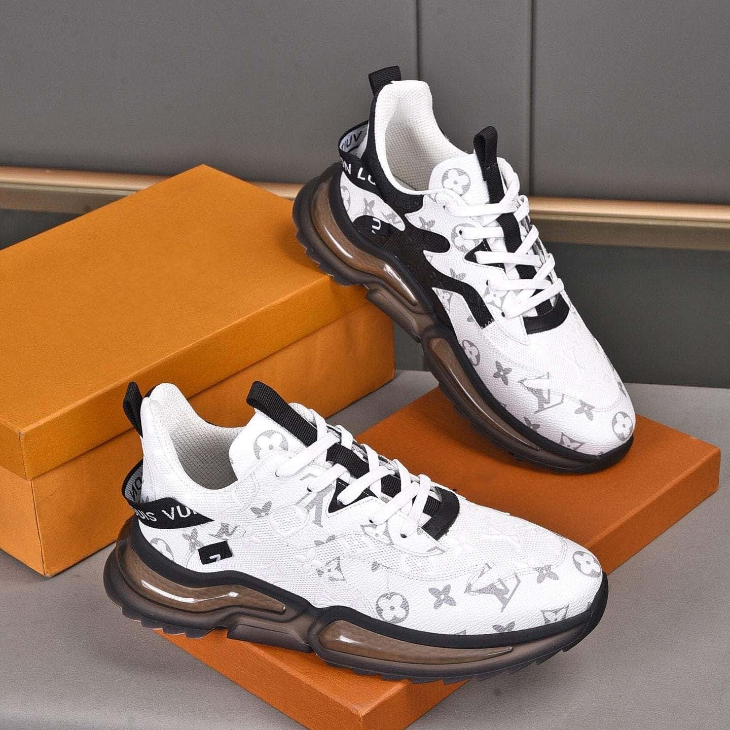 LV White Color Block Cushion Sole Sneakers TE250411