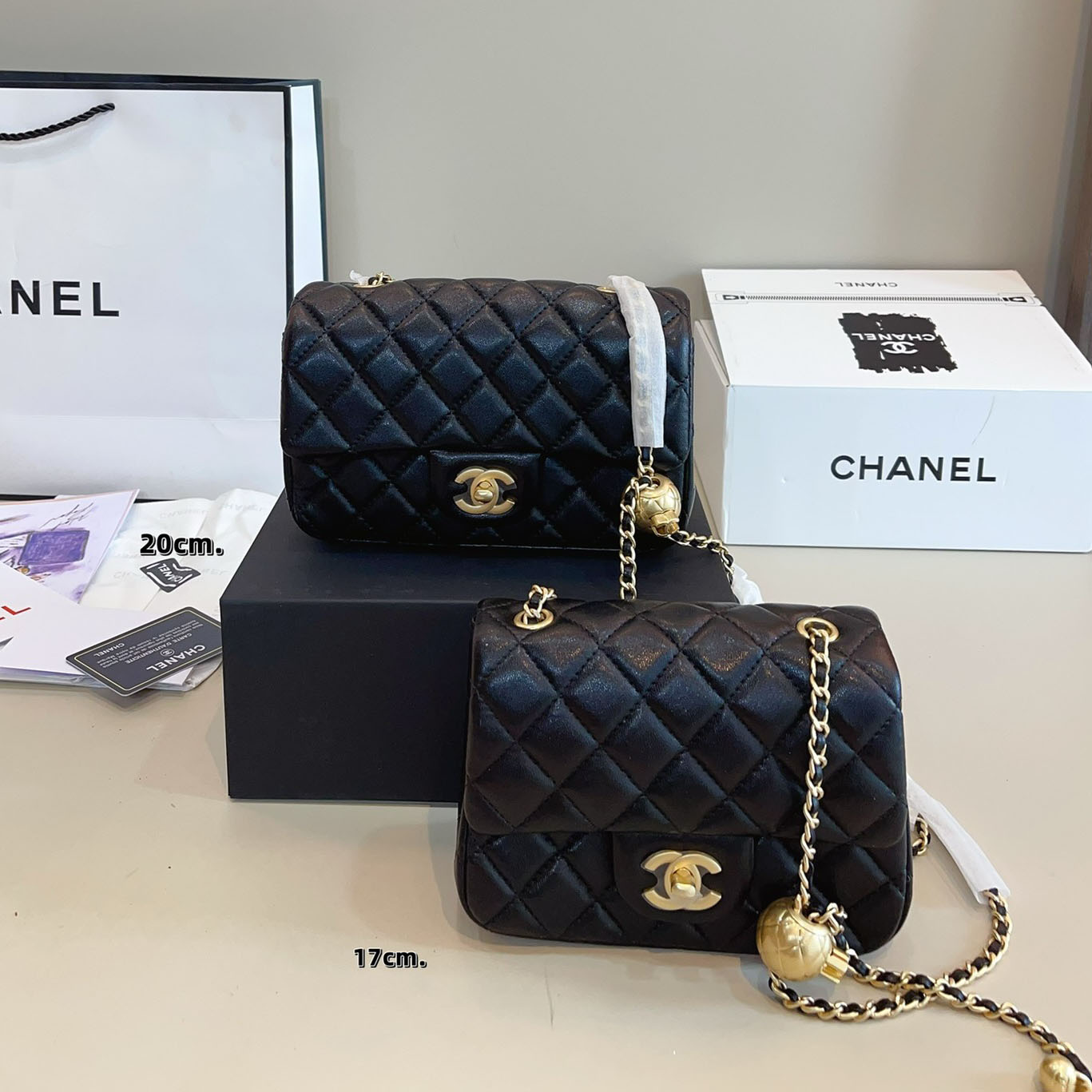 CH Bag with Gold Ball Chain V1602