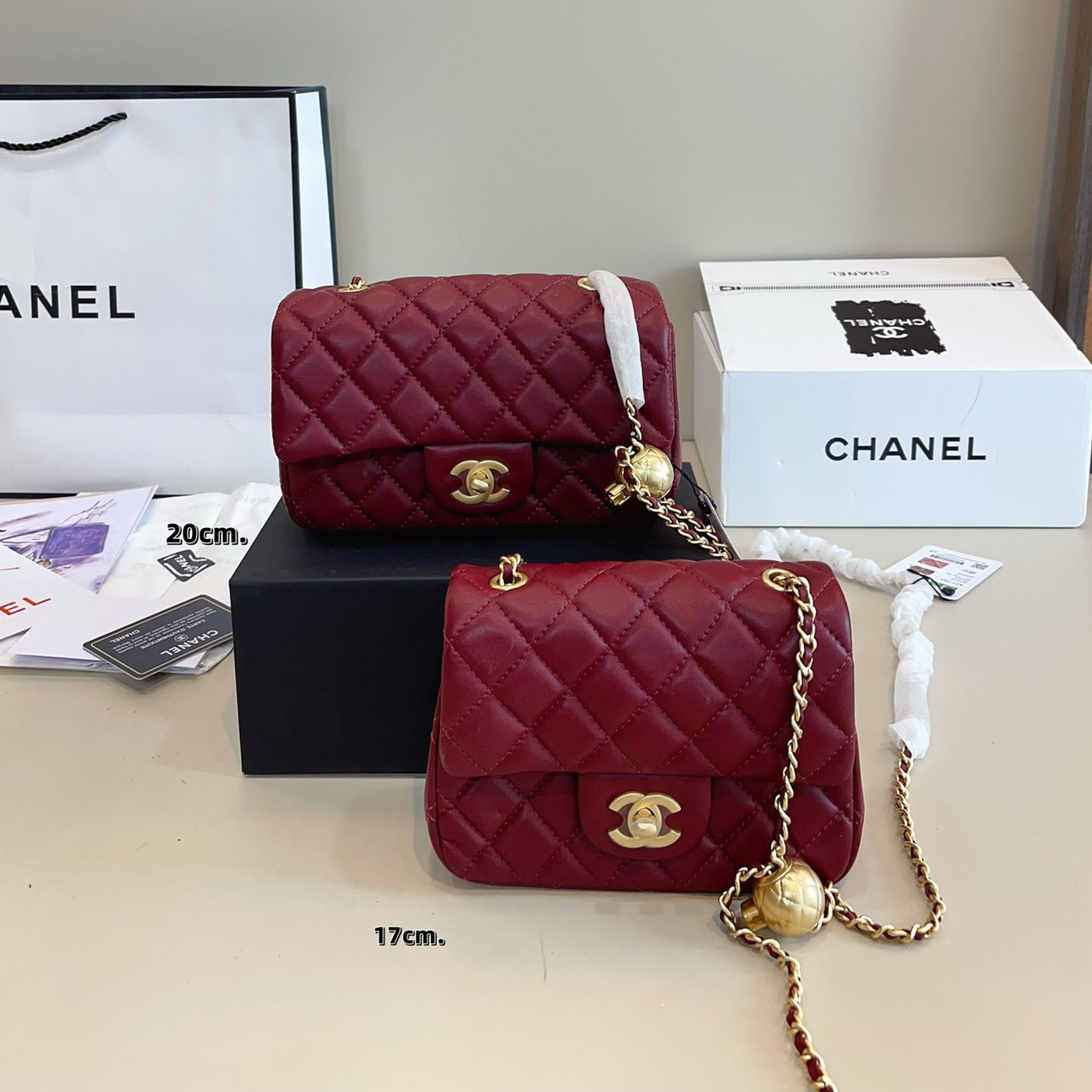 CH Bag with Gold Ball Chain V1602