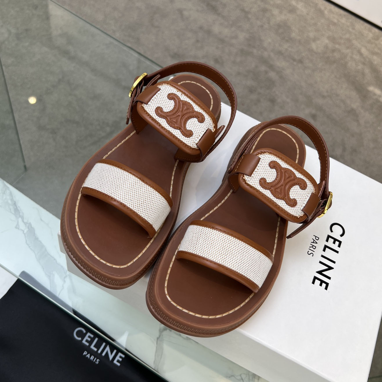 CE Buckle-Strap Roman Sandals STZB250438