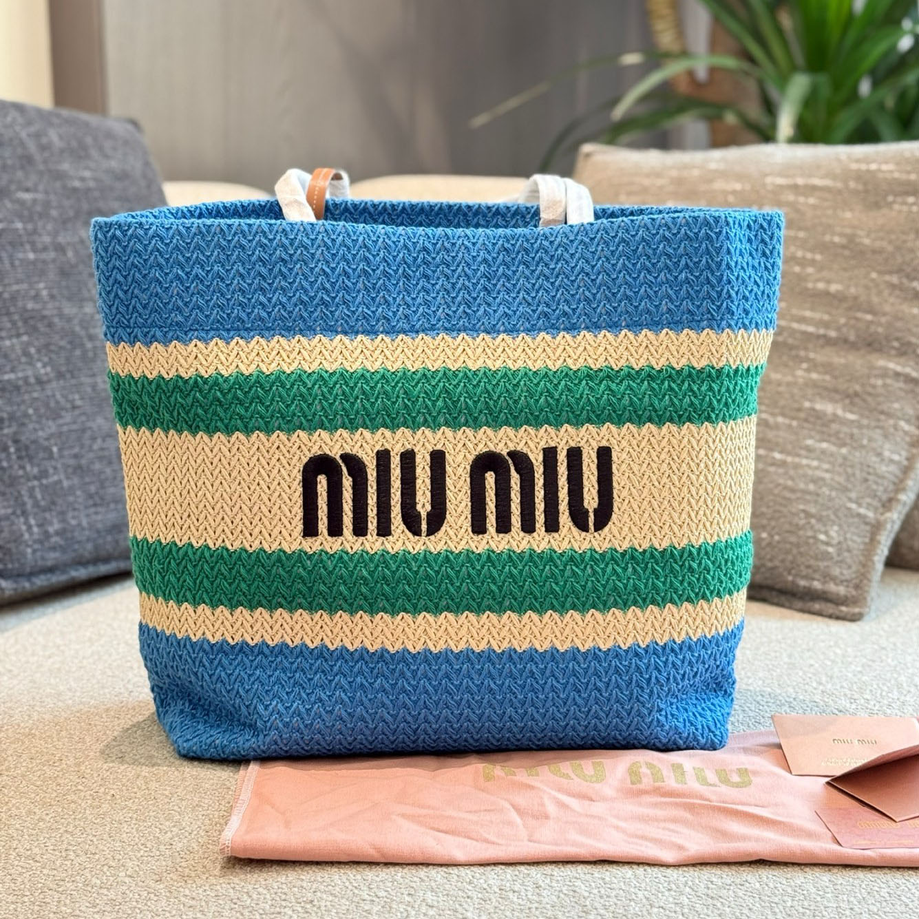 Miu Oversized Woven Tote WXR250418