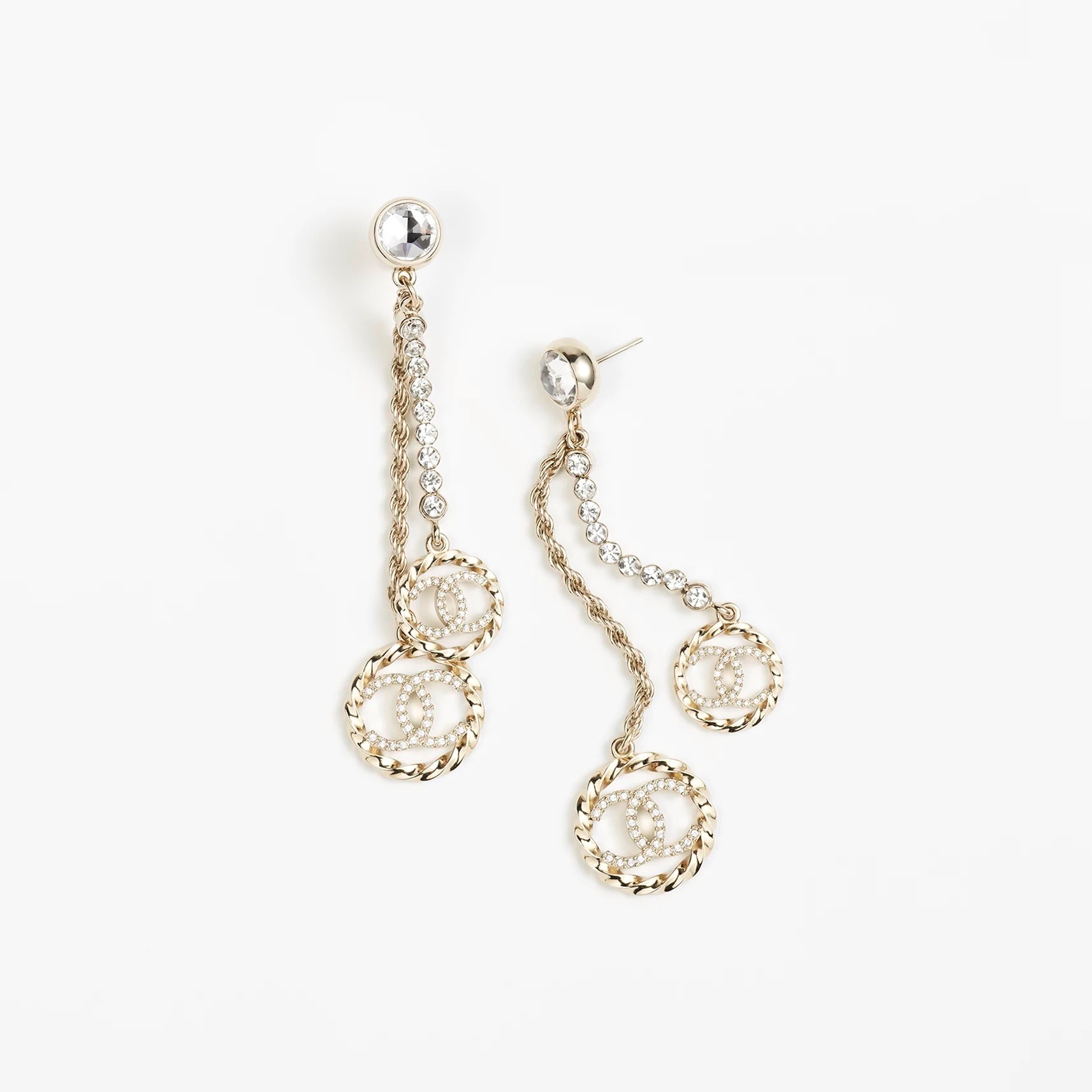 CH  Swarovski  crystal diamond camellia heart - shaped tassel stud earrings  YV24060119