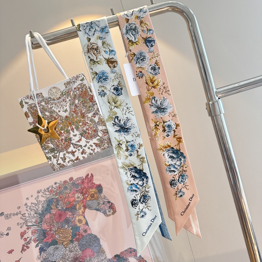 CD Twilly double-sided pattern silk scarf YV24060104