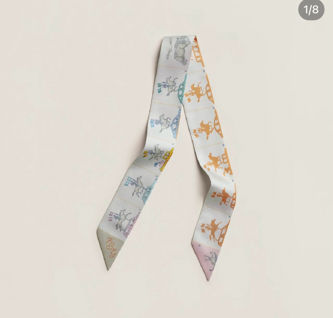 HM Twilly double-sided pattern silk scarf YV24060102