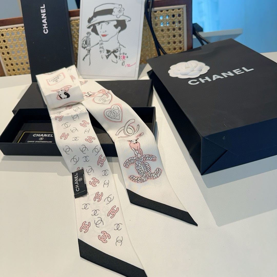 CH Twilly double-sided pattern silk scarf YV24060103