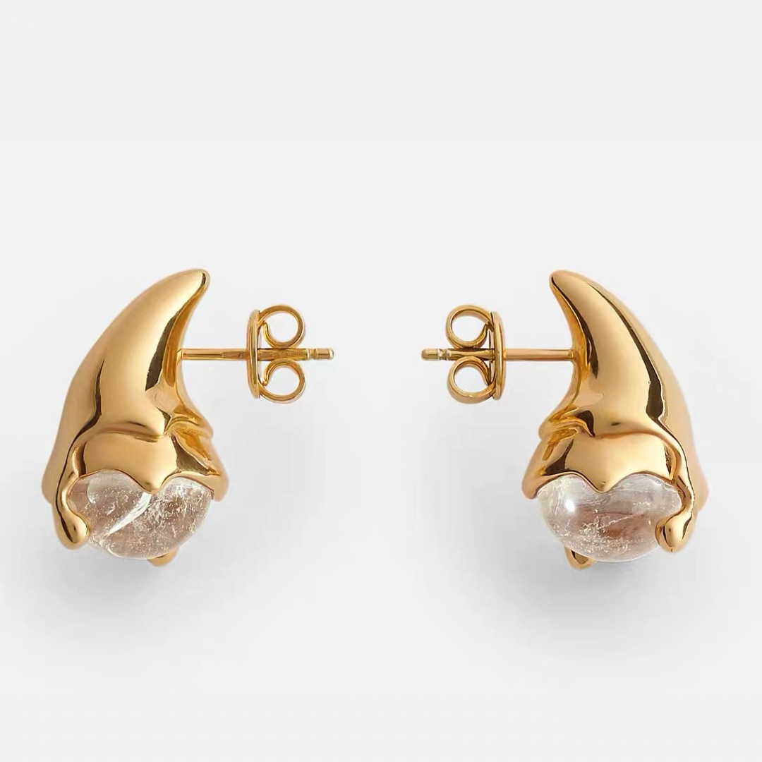 BV Unique Shape Crystal Ball Stud Earrings  YV24060118