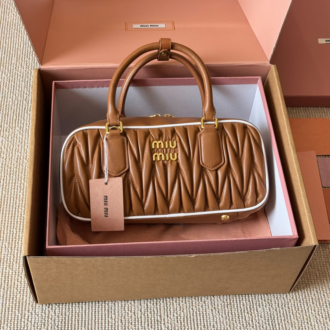 Miu Luxury Leather Bowling Bag WXR250416