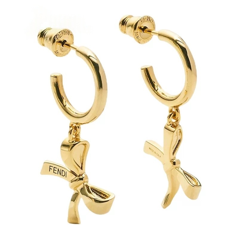 FD  Metal Bow - shaped Logo Earrings YV24060128