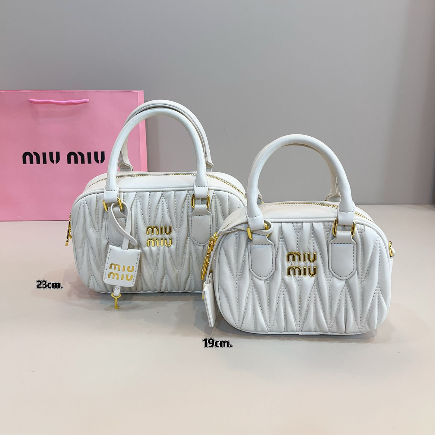 Miu Pleated Bowling Bag WXR250440