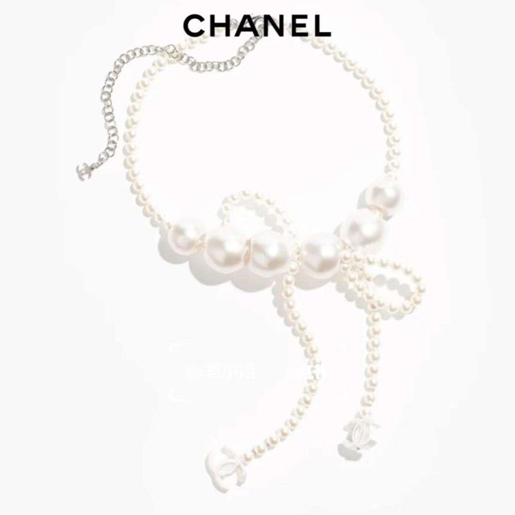 CH  Bow Double C Pearl Necklace YV24060204