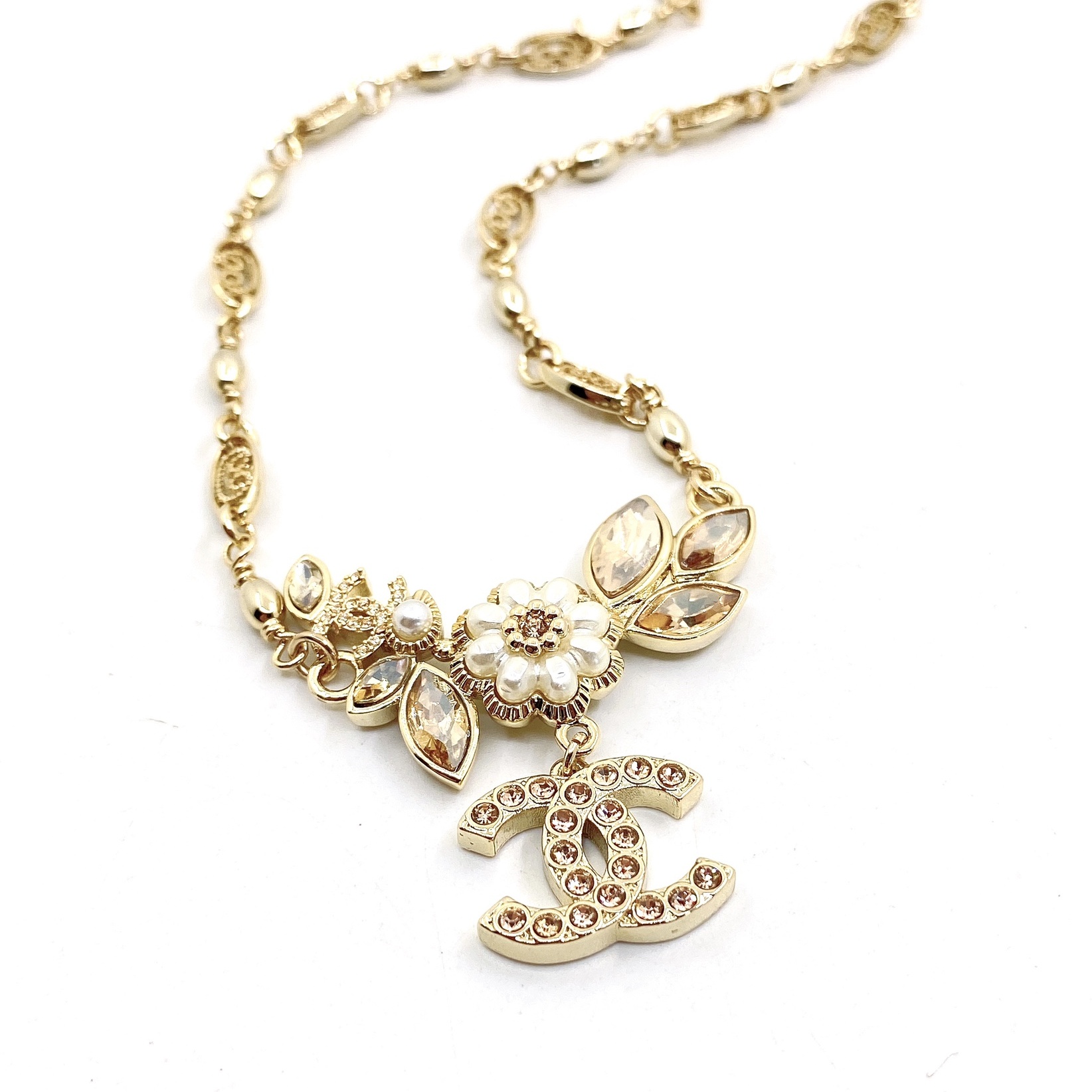 CH  Champagne Wheat ear and flower necklace YV24060201