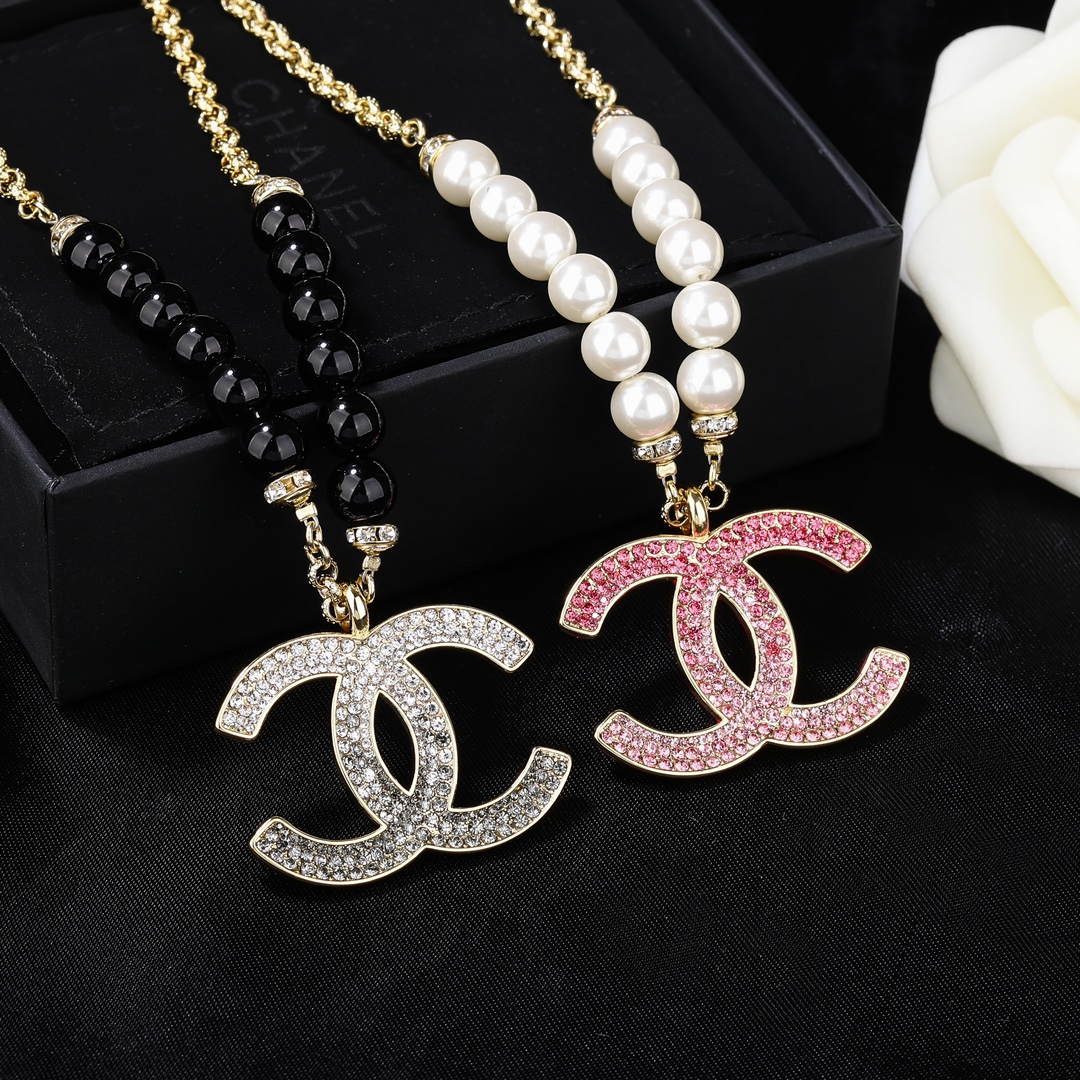 CH  Full Diamond Logo Double C Necklace YV24060206