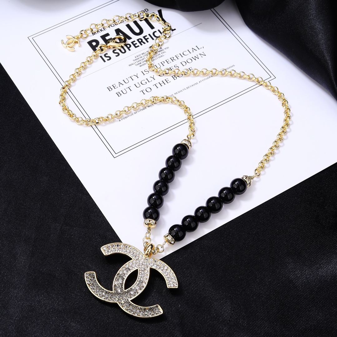 CH  Full Diamond Logo Double C Necklace YV24060206