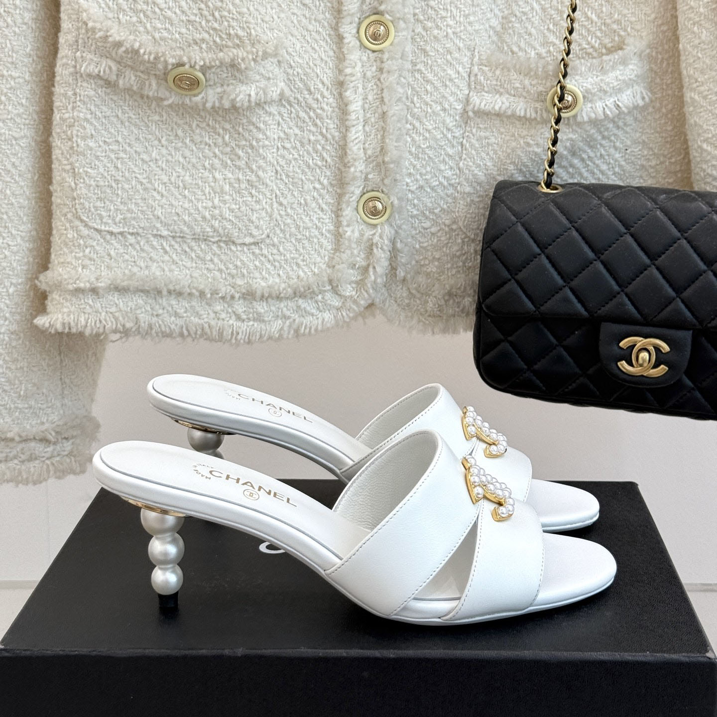 CH Double C Pearl Heel Sandals FH250570