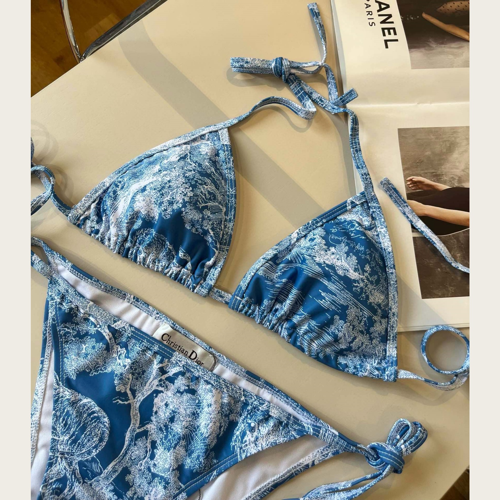 CD Classic Vintage Toile de Jouy Pattern Bikini Swimsuit  YV24060404