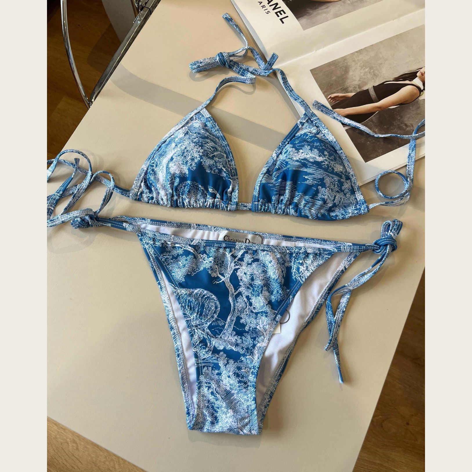 CD Classic Vintage Toile de Jouy Pattern Bikini Swimsuit  YV24060404