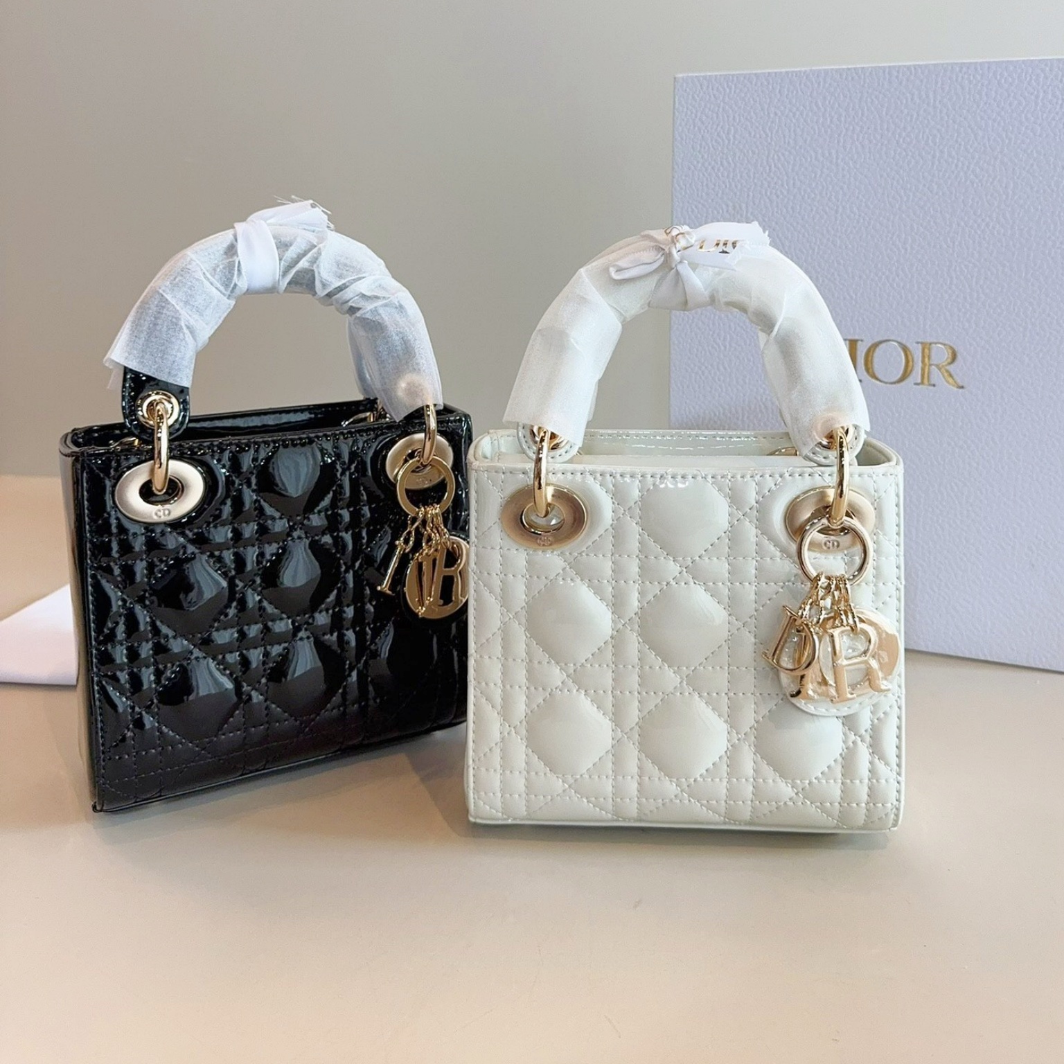 CD Princess Diana Patent leather Mini Lady Bag YV24060604