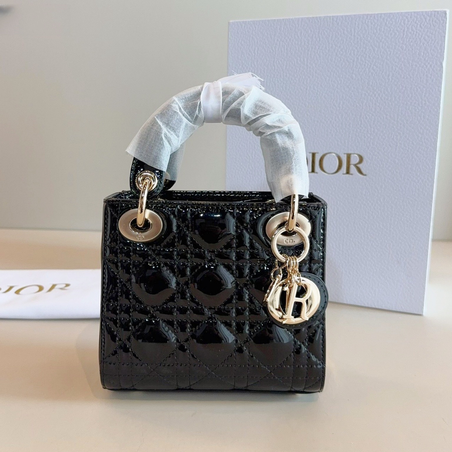 CD Princess Diana Patent leather Mini Lady Bag YV24060604