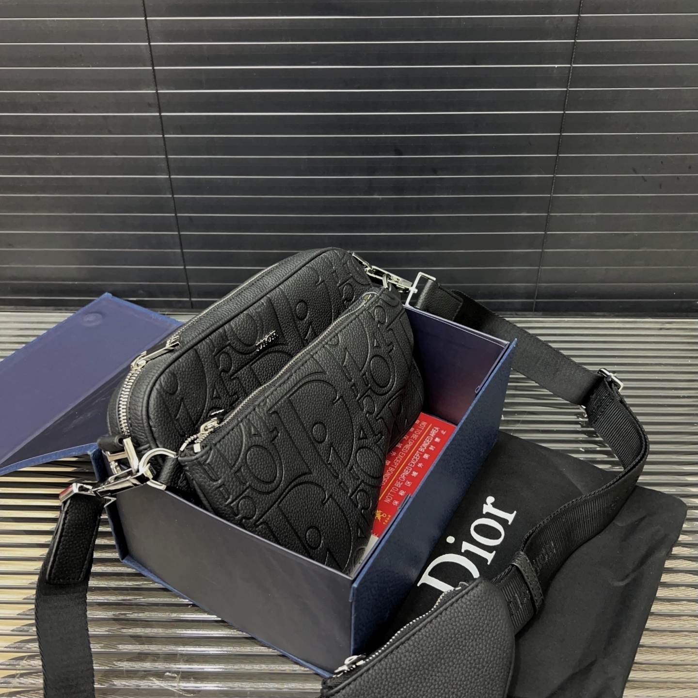 CD Grained Calfskin Saddle Triple Pouch Bag YV24061211