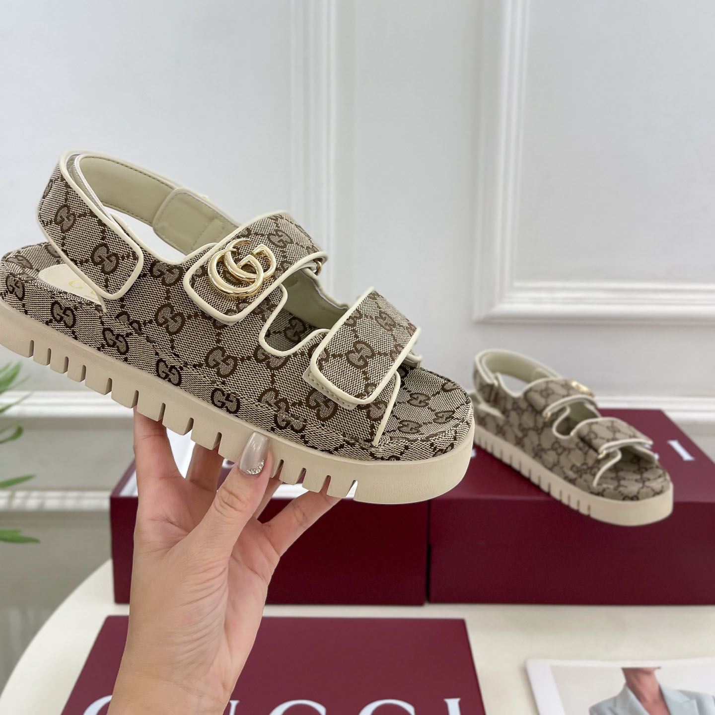 GG Classic Velcro Slide Sandals BV250673