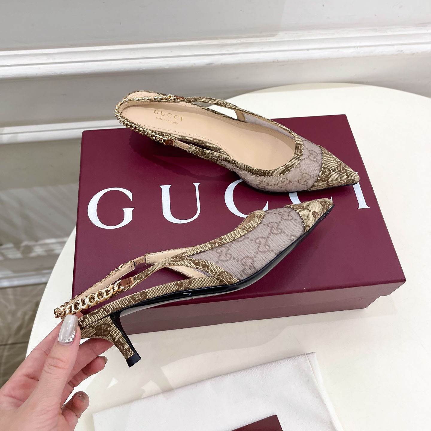 GG Fashion Chain Mid-Heel Sandals BV250690