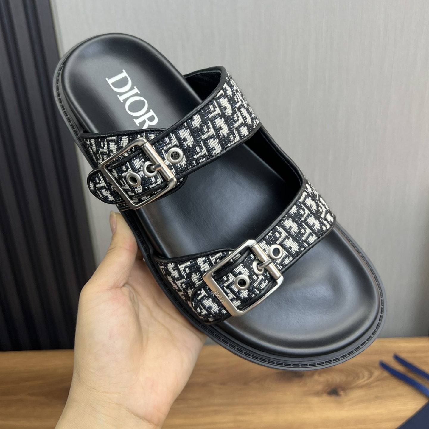 CD Men's Leather Monogram Slippers Aqua Sandal YV24061316