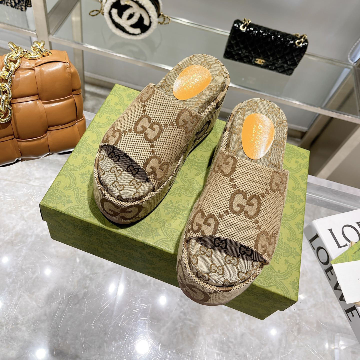 GG Wedge Platform Slippers BV250678