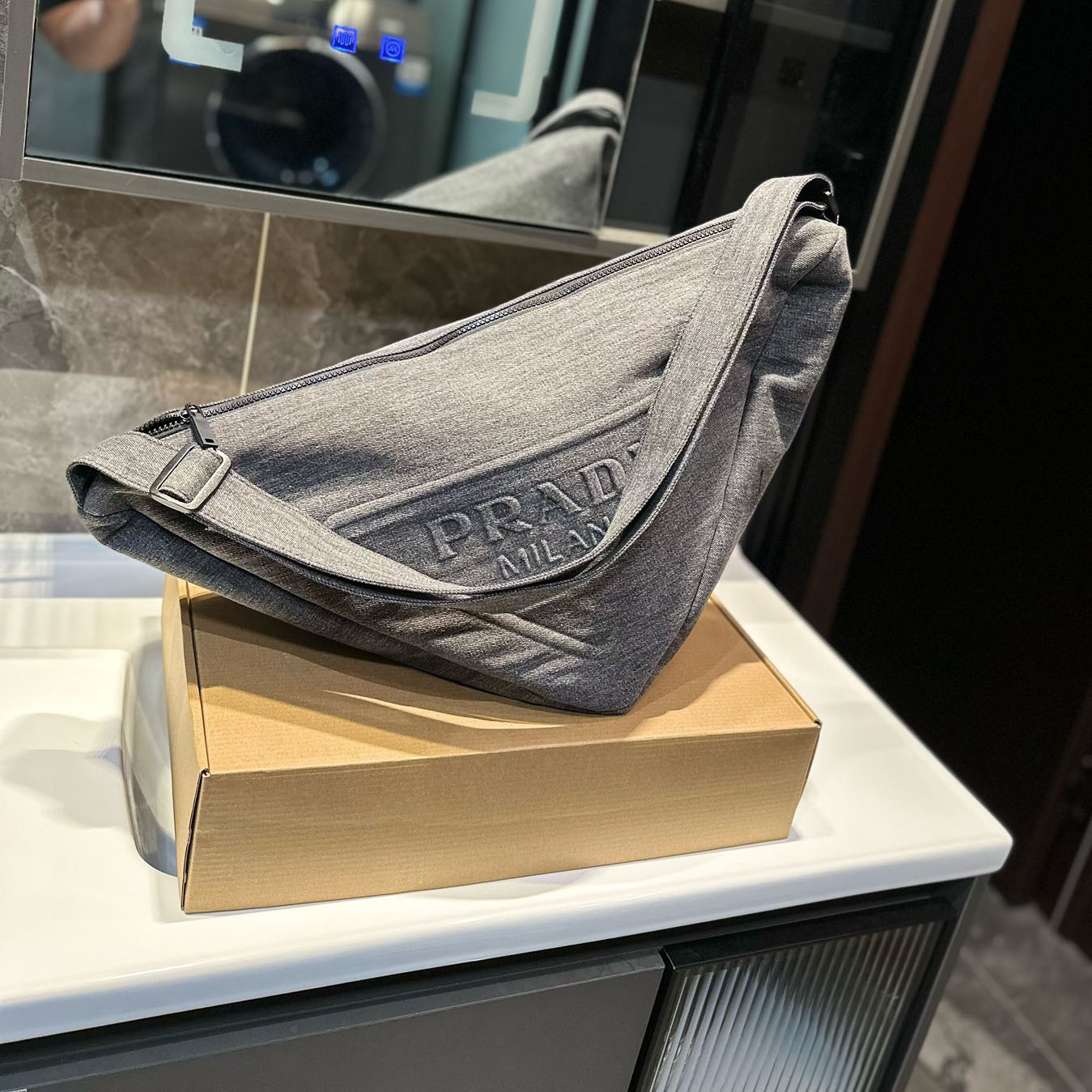 PRA Denim Triangle Bag Ev25061039