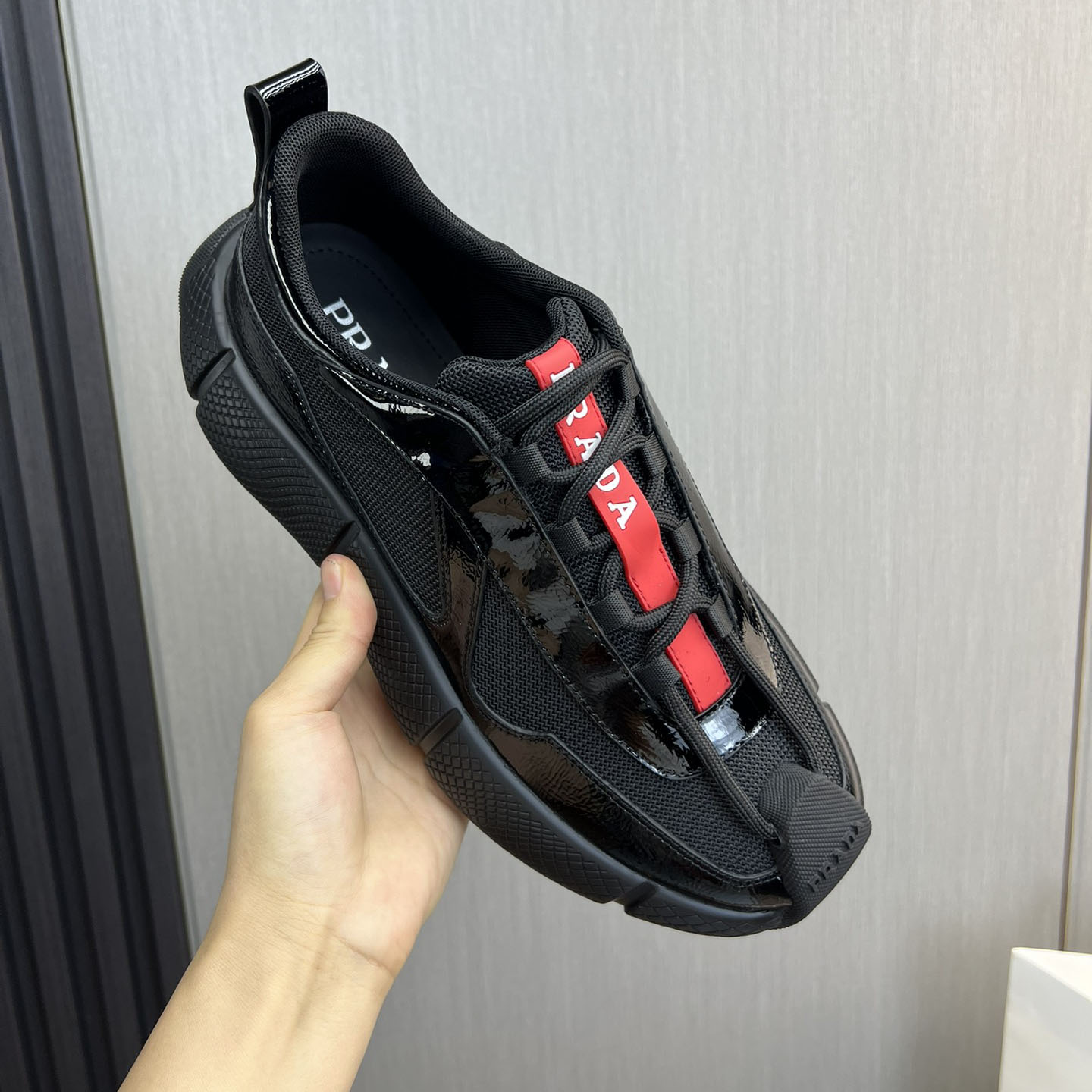 PRA Men's Patent Leather + Mesh Sneakers Ev25061076