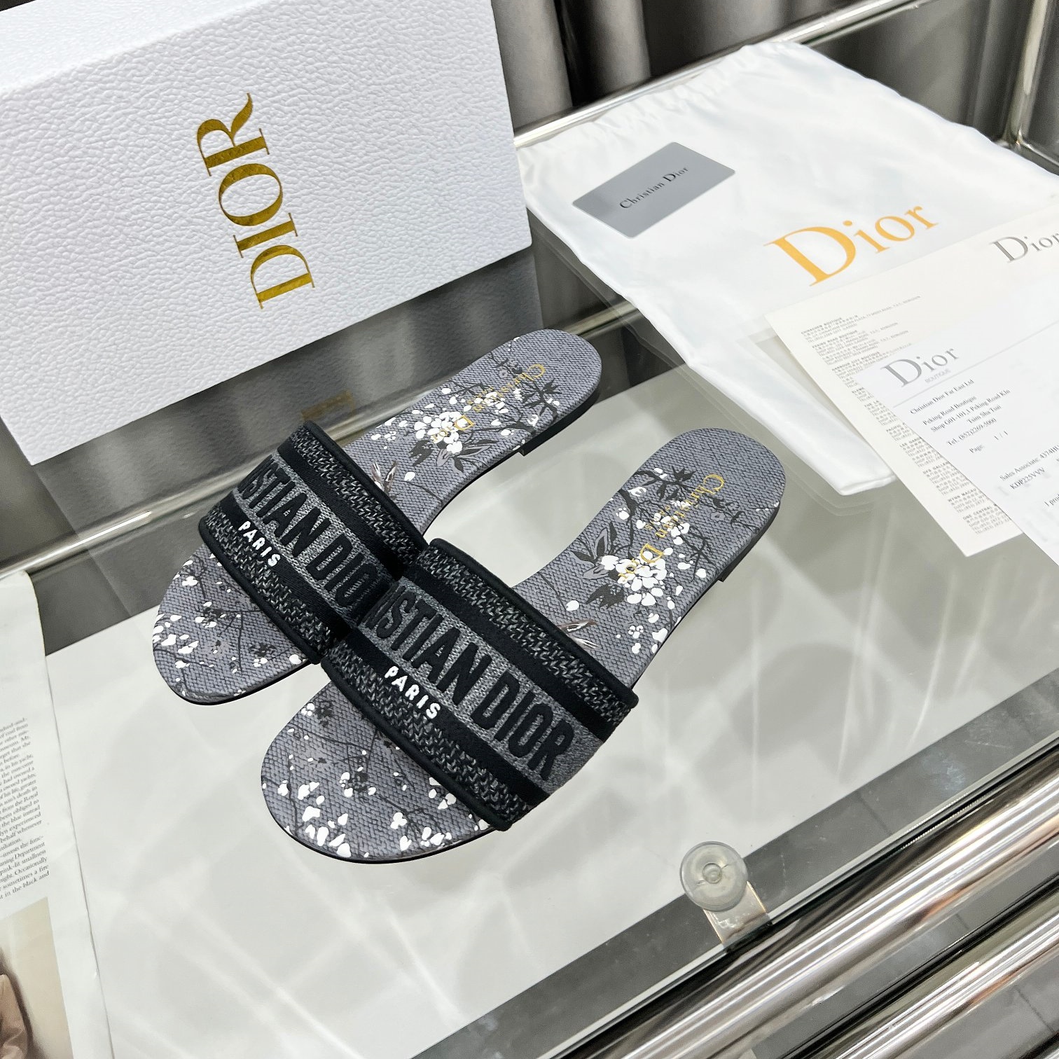 CD Embroidered Cotton Slide YV24061424