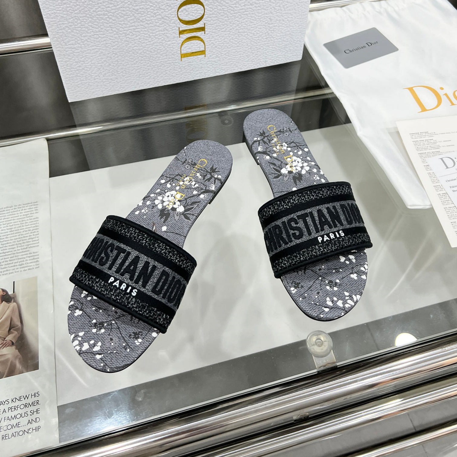 CD Embroidered Cotton Slide YV24061424