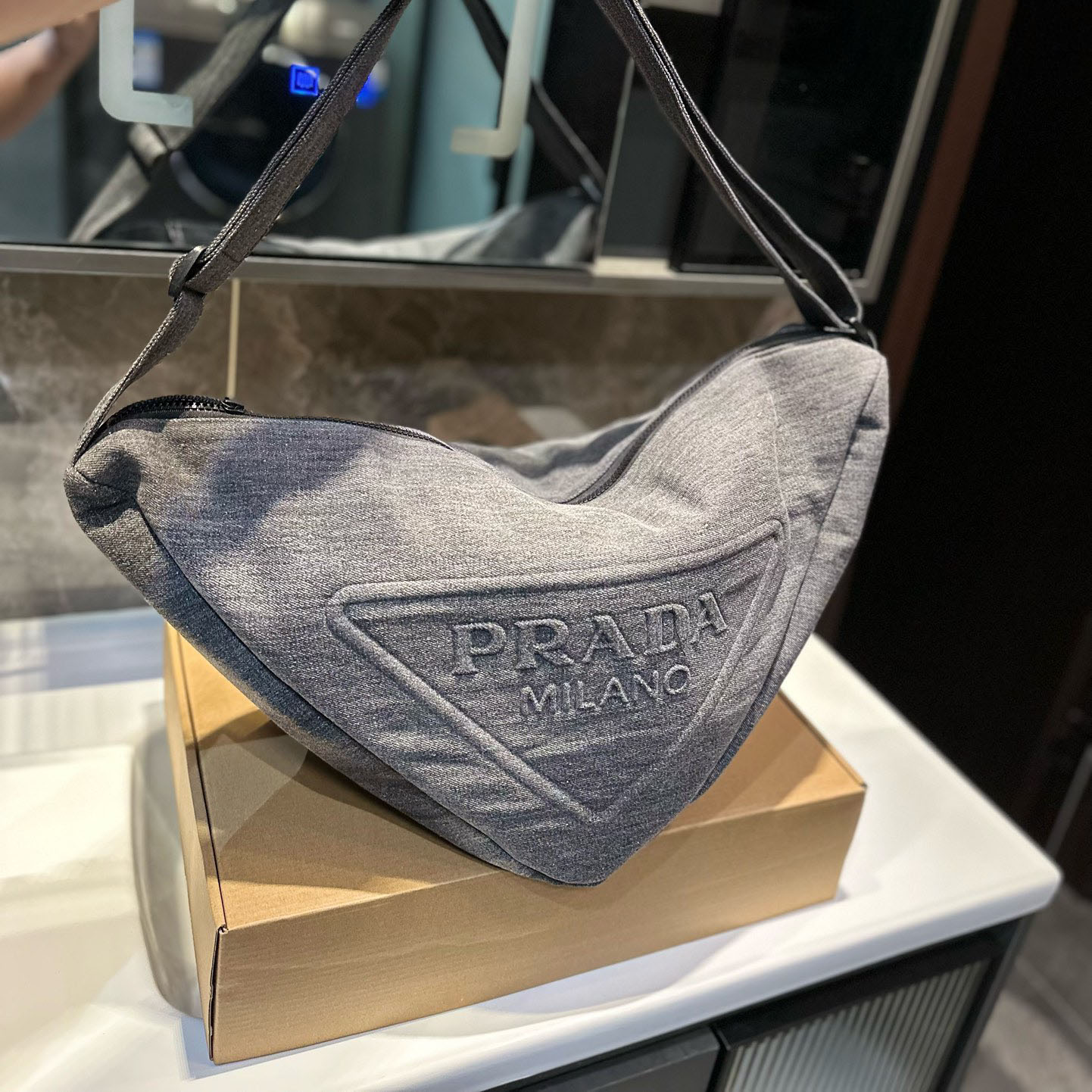 PRA Denim Triangle Bag Ev25061039