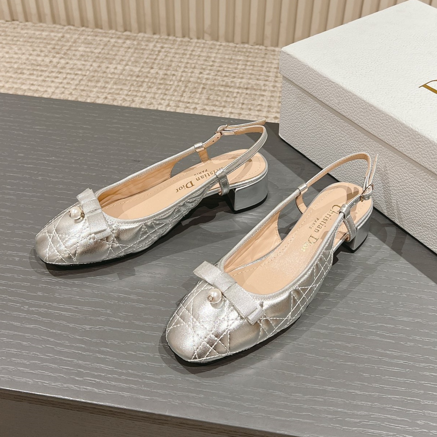 CD Silver-Tone Ballet Slingback Pump YV24061417