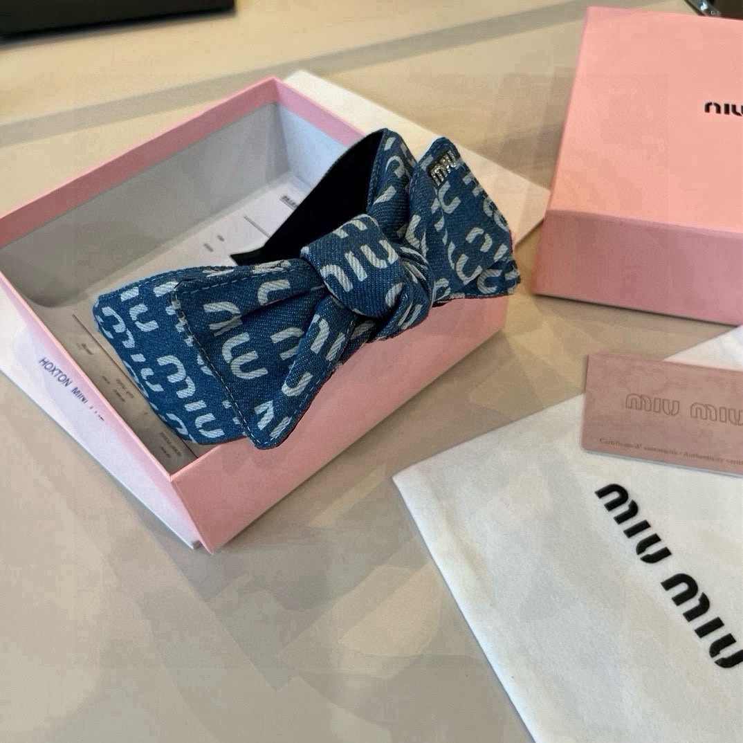 Miu Blue Bow Headband Lh25061305