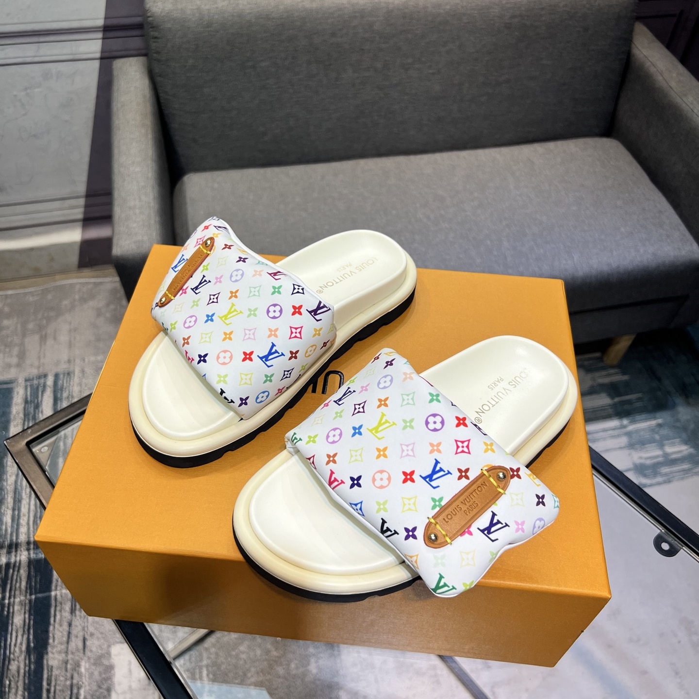 LV  Denim Blue Monogram Flat Slide Sandals  YV24061725