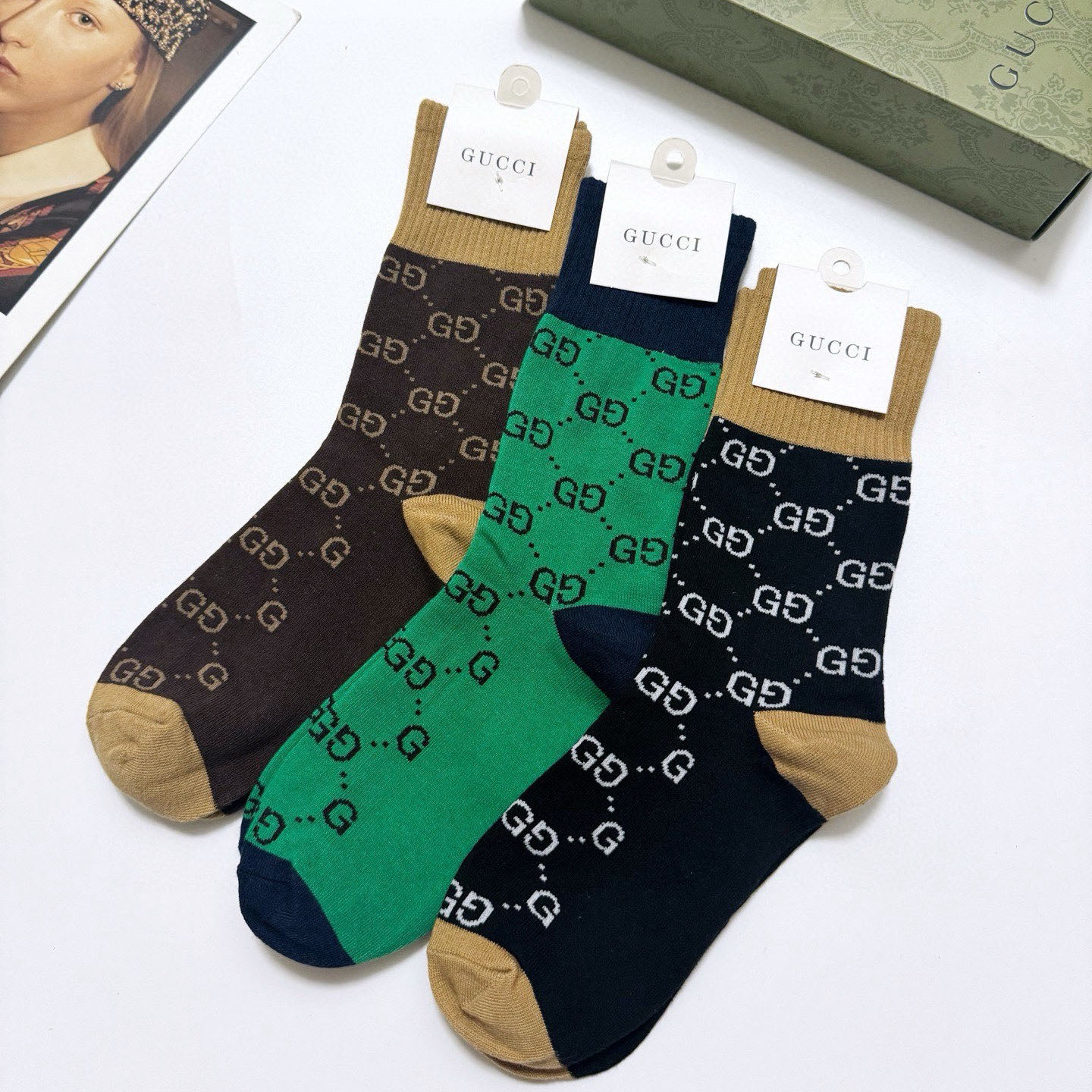 GG Classic Double G Print Mid-Calf Socks Lh25061369