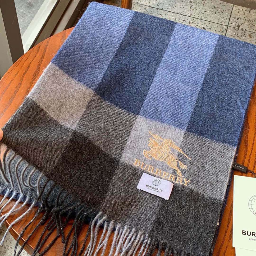 Bur Men's Classic Equestrian Check pattern Cashmere Scarf YV25071111