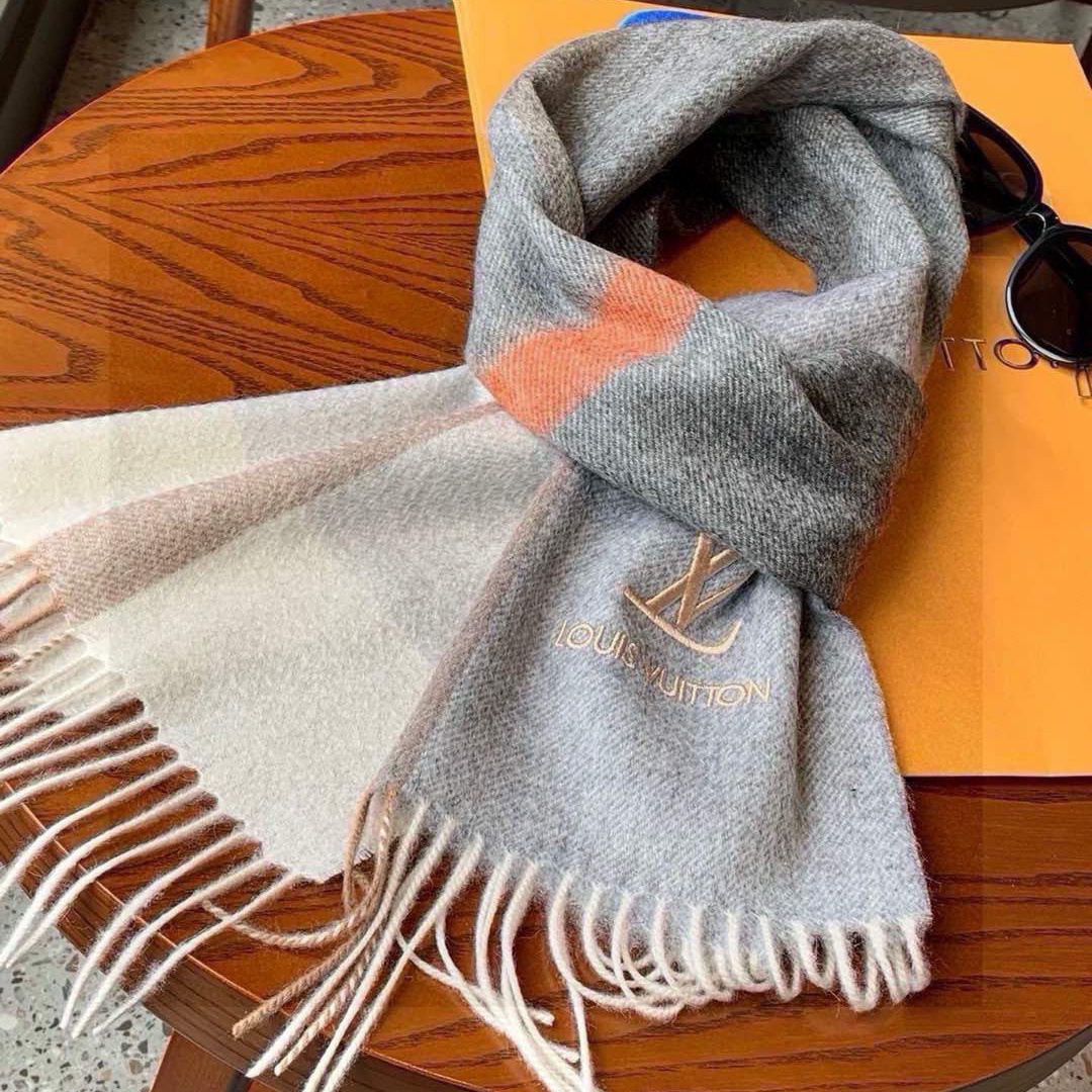 LV Men's Classic Check Jacquard cashmere Scarf YV25071106