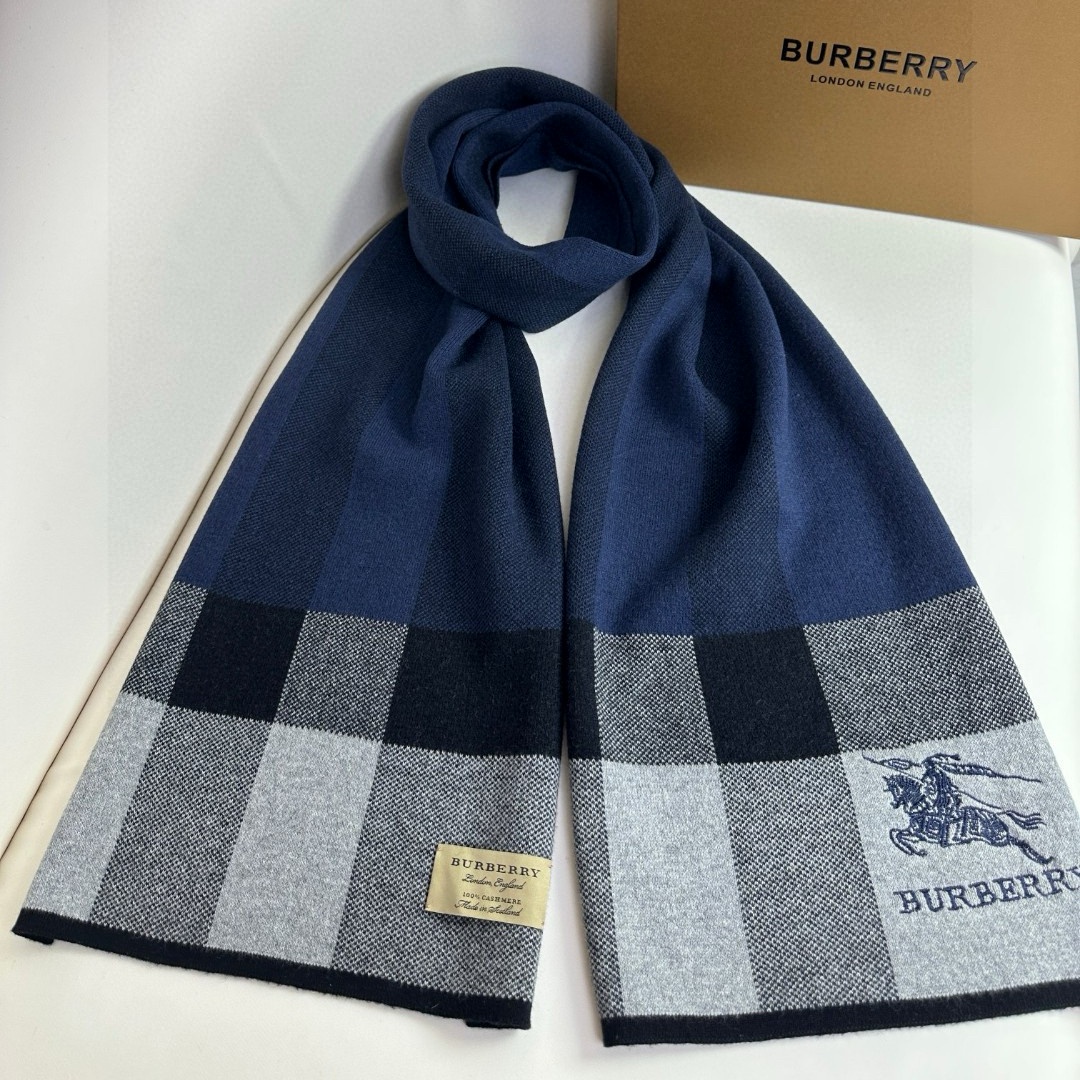 Bur Men's Classic Equestrian Check pattern Cashmere Scarf YV25071103