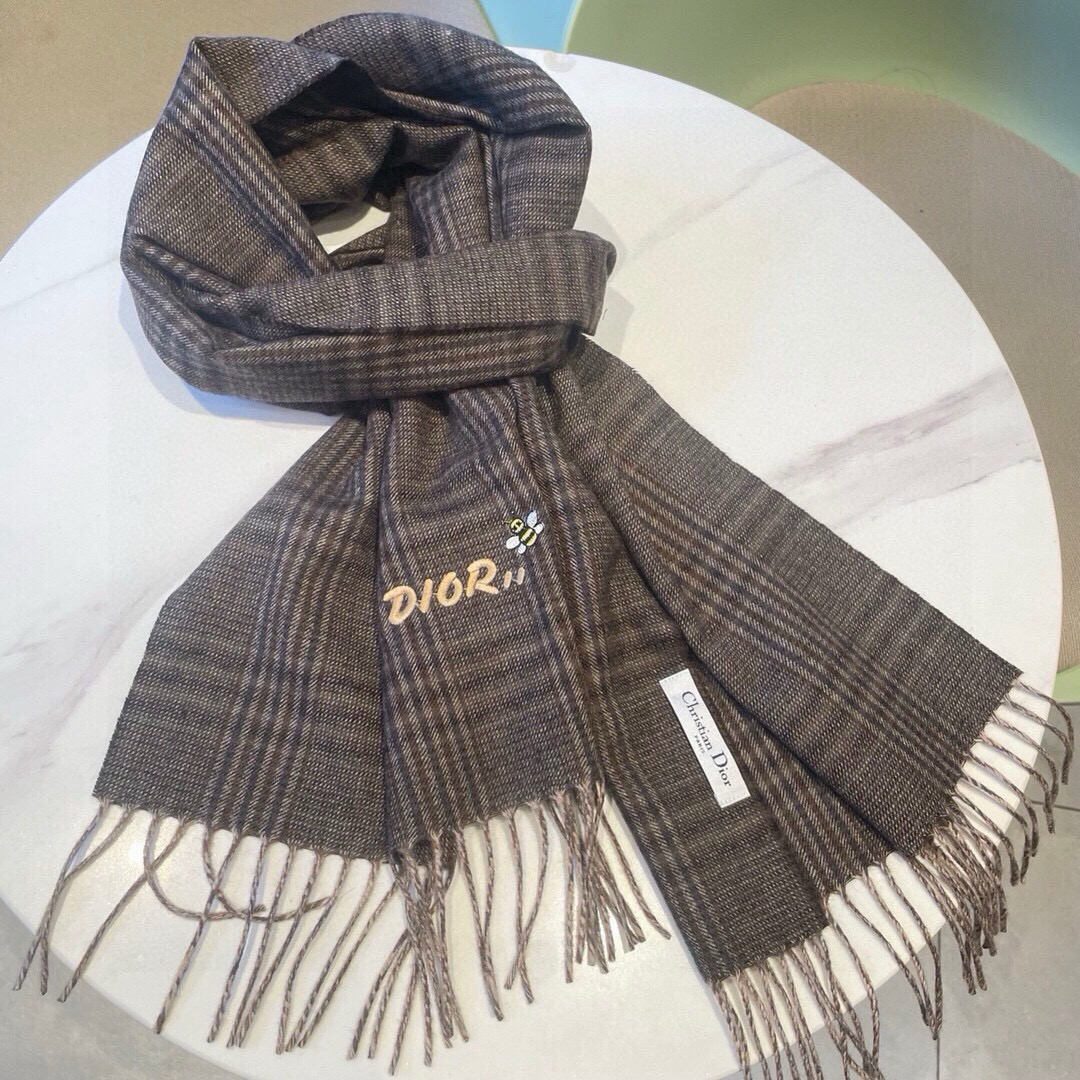 CD Men's Plaid Fringed Bee - Embroidered Scarf YV25071110