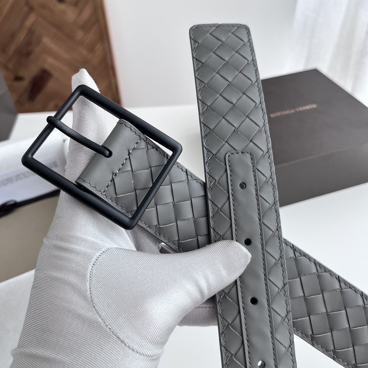 BV New men's hand-woven calfskin Belt YV24071114