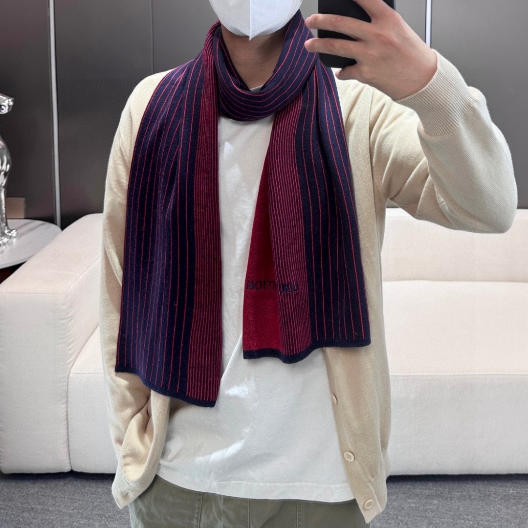 LV Men's Classic Check Jacquard knitted cashmere Scarf YV25071105