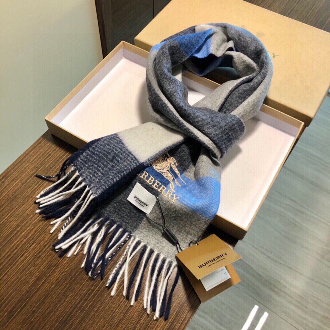 Bur Men's Classic Equestrian Check pattern Cashmere Scarf YV25071104