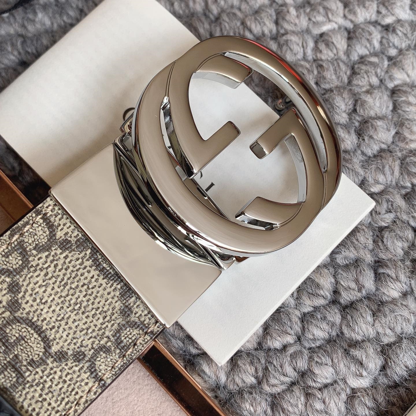 GG Men's Canvas with double - G pattern Reversible classic Cowhide belt YV24071231